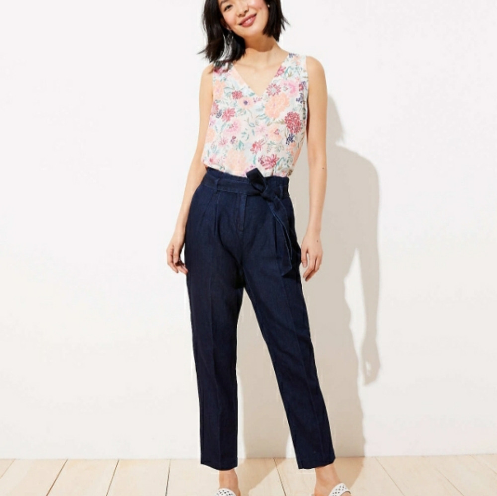 LOFT Tie Wast Crop Pants